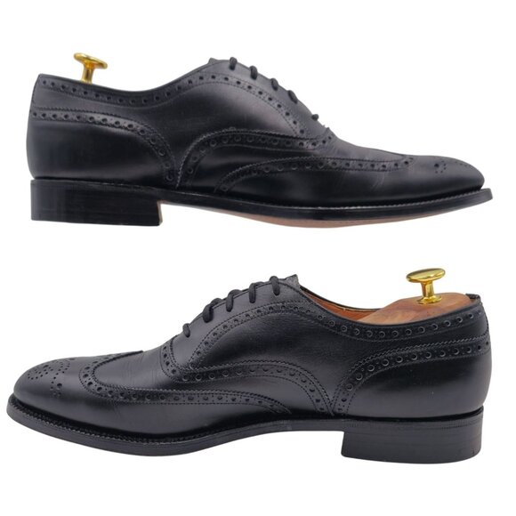 Church's Famous English Shoe Men 10 Black Leather Wingtip Benchmade Dress Oxford - Picture 9 of 15